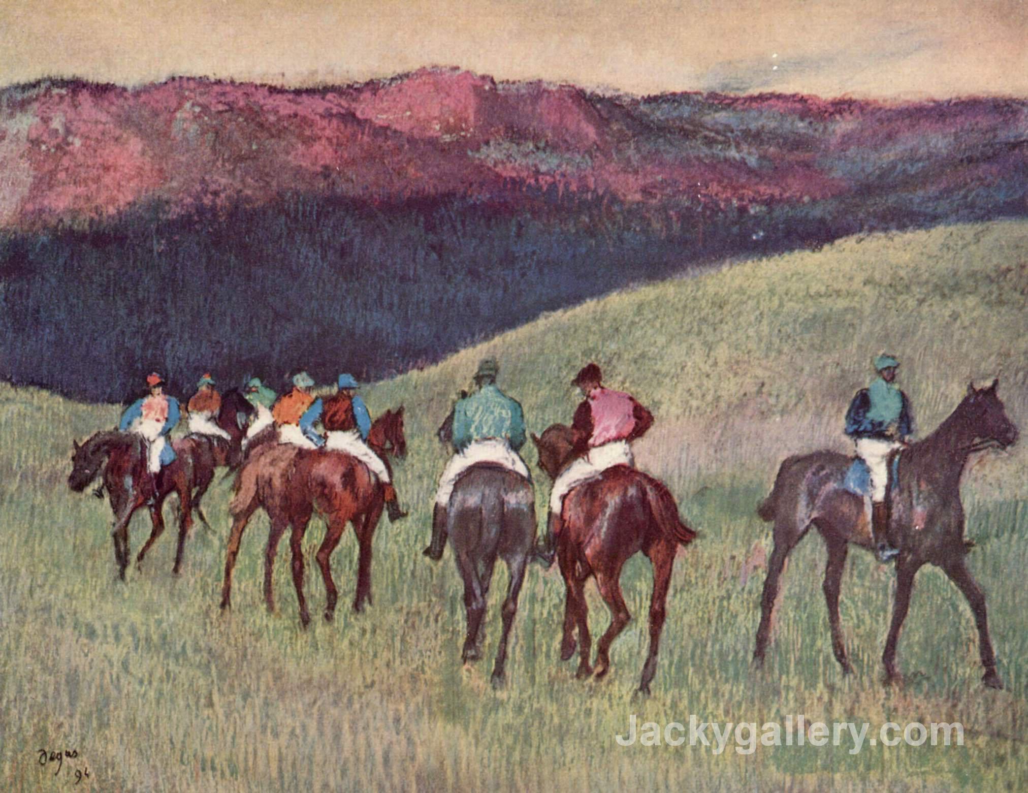 Racehorses in a Landscape by Edgar Degas paintings reproduction
